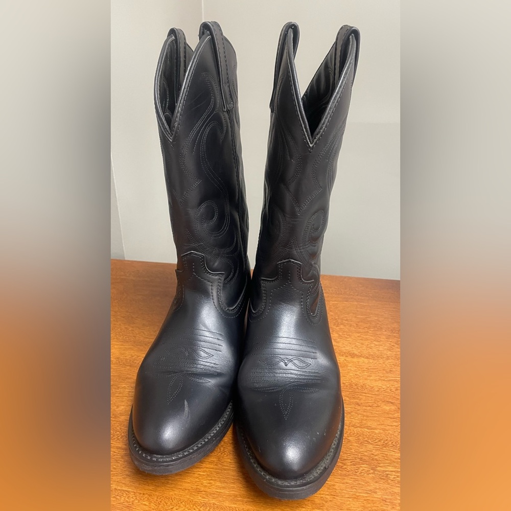 Men’s Masterson Black Cowboy Boots with Western Stitching Size 7 EW